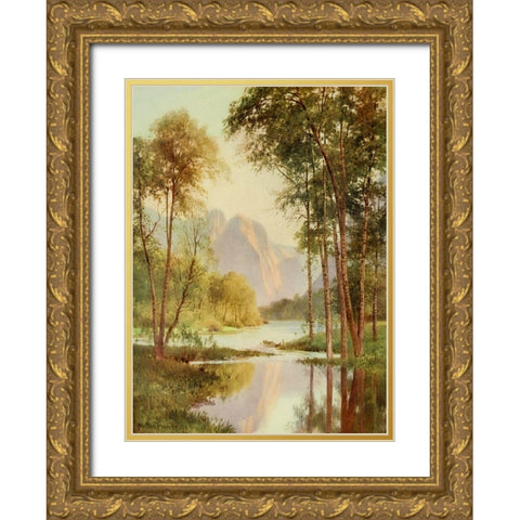 The Three Brothers-Yosemite Valley-California 1914 Gold Ornate Wood Framed Art Print with Double Matting by Palmer, Sutton