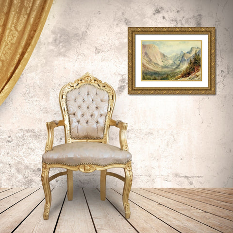 Valley of the Yosemite-California 1914 Gold Ornate Wood Framed Art Print with Double Matting by Palmer, Sutton