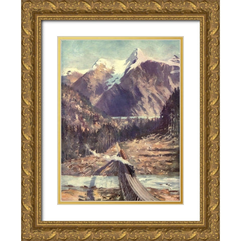 The Selkirks Gold Ornate Wood Framed Art Print with Double Matting by Canadian Pacific Railway