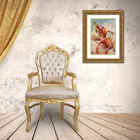 Cutting out Gold Ornate Wood Framed Art Print with Double Matting by Wyeth, Newell