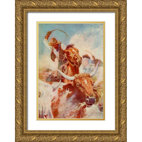 Cutting out Gold Ornate Wood Framed Art Print with Double Matting by Wyeth, Newell