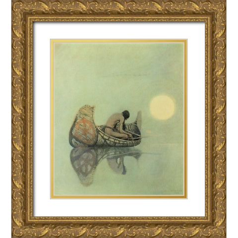 The Silent Fisherman Gold Ornate Wood Framed Art Print with Double Matting by Wyeth, Newell