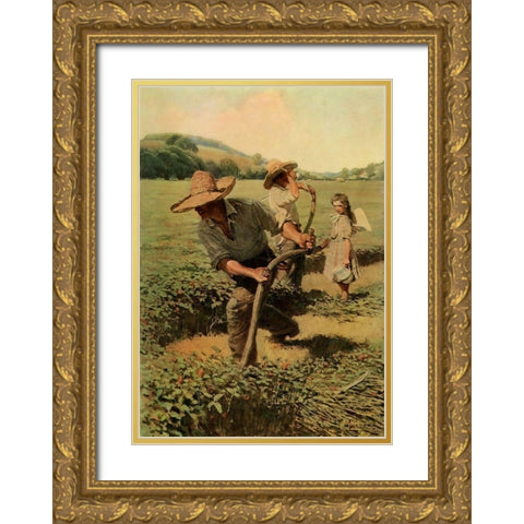 Harvesting Gold Ornate Wood Framed Art Print with Double Matting by Wyeth, Newell