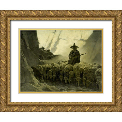 The Mexican Greaser Gold Ornate Wood Framed Art Print with Double Matting by Wyeth, Newell