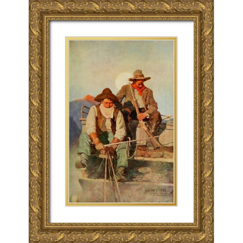The Pay stage Gold Ornate Wood Framed Art Print with Double Matting by Wyeth, Newell