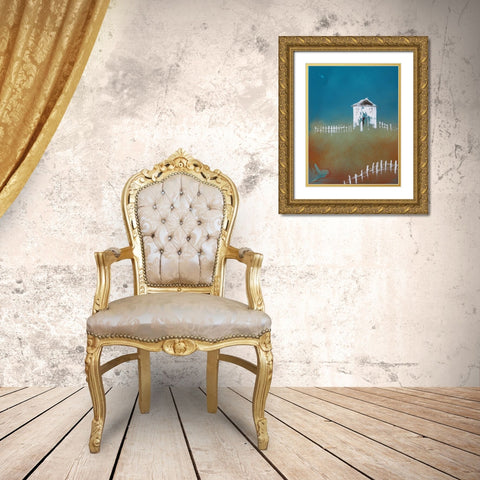 Picket Fence Gold Ornate Wood Framed Art Print with Double Matting by Clement, Diane