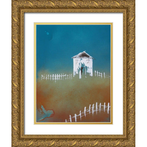 Picket Fence Gold Ornate Wood Framed Art Print with Double Matting by Clement, Diane