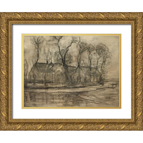 Farm Near Duivendrecht-The Sea Gold Ornate Wood Framed Art Print with Double Matting by Mondrian, Piet