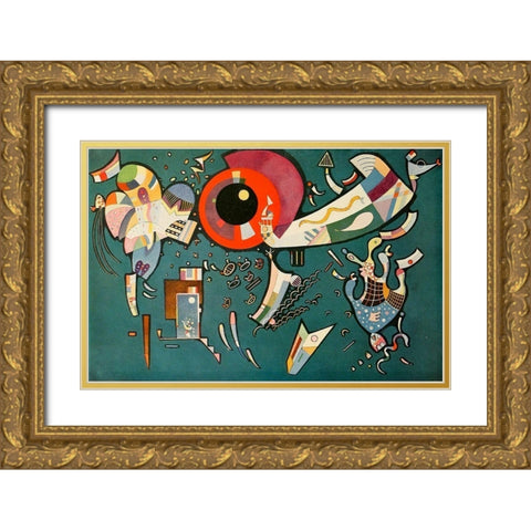 Around the Circle no.677 1940 Gold Ornate Wood Framed Art Print with Double Matting by Kandinsky, Wassily