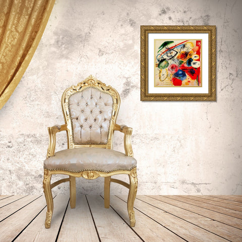 Black Lines 1913 Gold Ornate Wood Framed Art Print with Double Matting by Kandinsky, Wassily