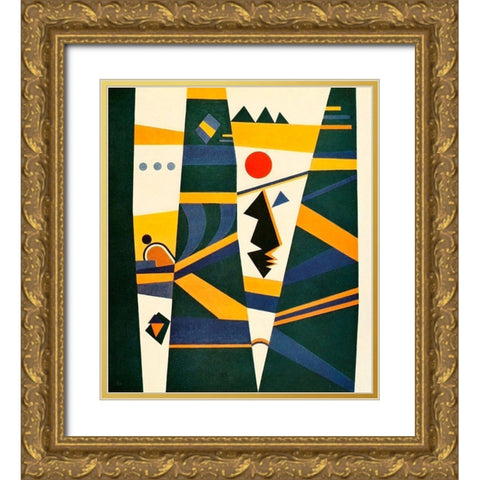 Connection no.579 1932 Gold Ornate Wood Framed Art Print with Double Matting by Kandinsky, Wassily