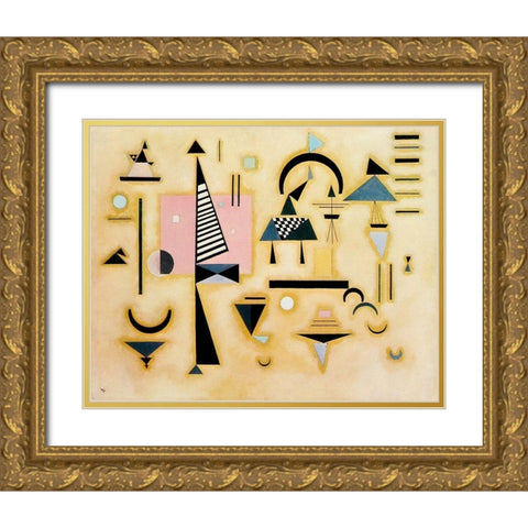 Decisive Rose 1932 Gold Ornate Wood Framed Art Print with Double Matting by Kandinsky, Wassily