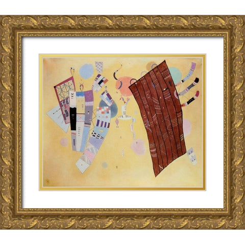 Delicate Tensions 1942 Gold Ornate Wood Framed Art Print with Double Matting by Kandinsky, Wassily