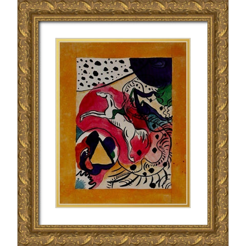 Design for cover of Blaue Reiter 1911 Gold Ornate Wood Framed Art Print with Double Matting by Kandinsky, Wassily