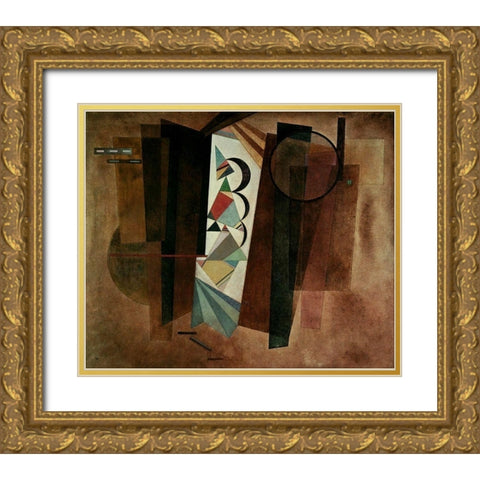 Development in Brown 1933 Gold Ornate Wood Framed Art Print with Double Matting by Kandinsky, Wassily