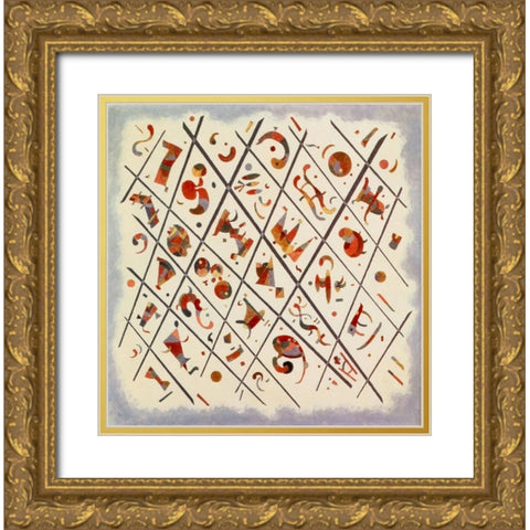 Division Unity 1934 Gold Ornate Wood Framed Art Print with Double Matting by Kandinsky, Wassily