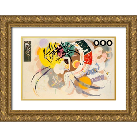 Dominant curve 1936 Gold Ornate Wood Framed Art Print with Double Matting by Kandinsky, Wassily