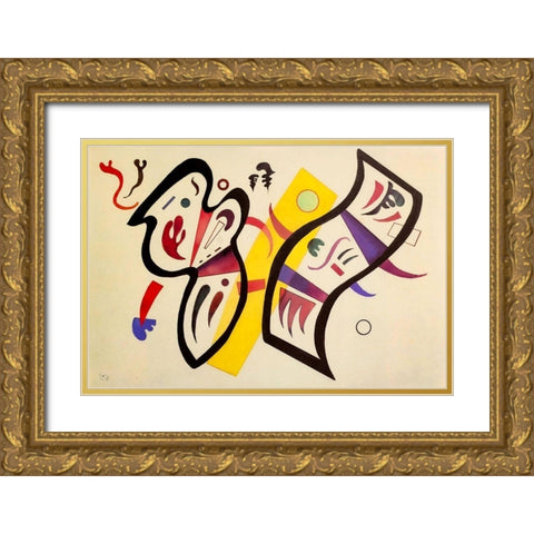 Double Affirmation 1934 Gold Ornate Wood Framed Art Print with Double Matting by Kandinsky, Wassily