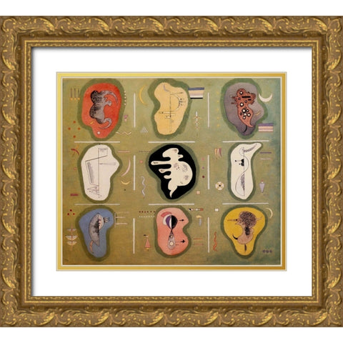 Graceful Ascent 1934 Gold Ornate Wood Framed Art Print with Double Matting by Kandinsky, Wassily