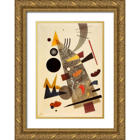 Grey 1924 Gold Ornate Wood Framed Art Print with Double Matting by Kandinsky, Wassily