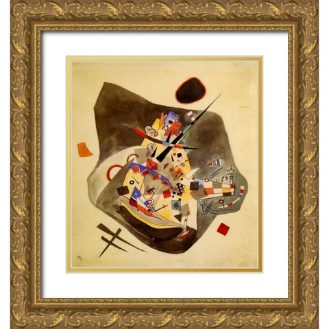 Grey spot 1922 Gold Ornate Wood Framed Art Print with Double Matting by Kandinsky, Wassily