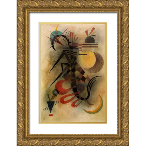 Hard but Soft 1927 Gold Ornate Wood Framed Art Print with Double Matting by Kandinsky, Wassily