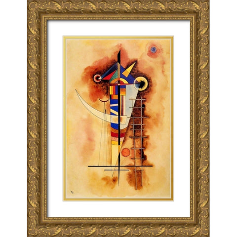 Hard in Slack 1927 Gold Ornate Wood Framed Art Print with Double Matting by Kandinsky, Wassily