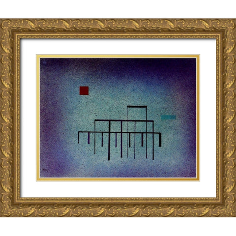 Horizontal Blue 1929 Gold Ornate Wood Framed Art Print with Double Matting by Kandinsky, Wassily