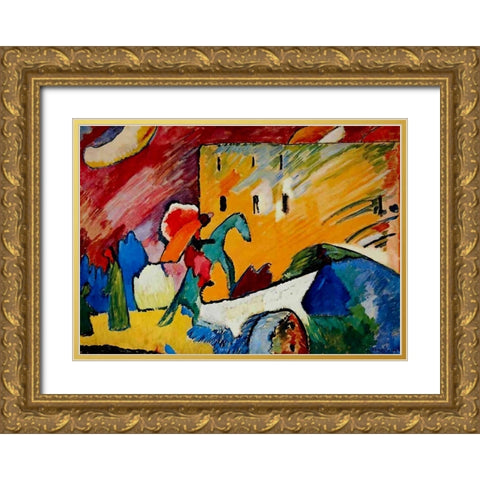 Improvisation no.3 1909 Gold Ornate Wood Framed Art Print with Double Matting by Kandinsky, Wassily