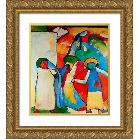Improvisation no.6 African 1909 Gold Ornate Wood Framed Art Print with Double Matting by Kandinsky, Wassily