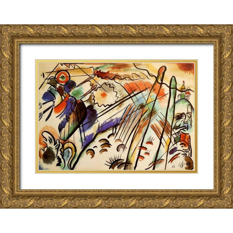Improvisation no.28a 1911-12 Gold Ornate Wood Framed Art Print with Double Matting by Kandinsky, Wassily