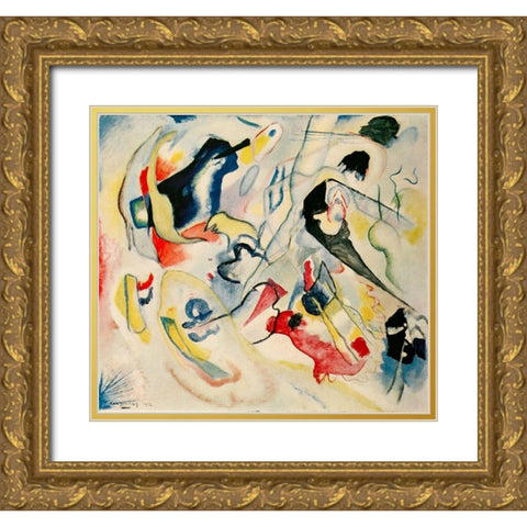 Improvisation no.29 Swan 1912 Gold Ornate Wood Framed Art Print with Double Matting by Kandinsky, Wassily