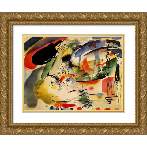 Improvisation no.33 1913 Gold Ornate Wood Framed Art Print with Double Matting by Kandinsky, Wassily