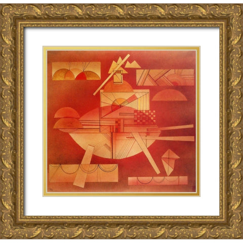 In the Heavy Red 1928 Gold Ornate Wood Framed Art Print with Double Matting by Kandinsky, Wassily