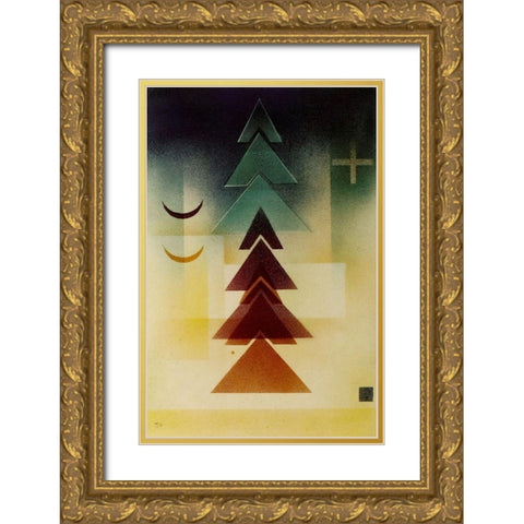 Into the Dark 1928 Gold Ornate Wood Framed Art Print with Double Matting by Kandinsky, Wassily