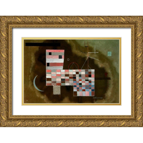 Massive Structure 1932 Gold Ornate Wood Framed Art Print with Double Matting by Kandinsky, Wassily