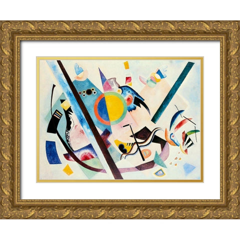 Multi-coloured Circle 1921 Gold Ornate Wood Framed Art Print with Double Matting by Kandinsky, Wassily