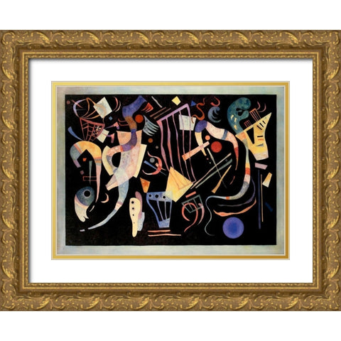 Multiple Forms 1936 Gold Ornate Wood Framed Art Print with Double Matting by Kandinsky, Wassily