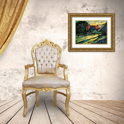 Murnau Landscape 1909 Gold Ornate Wood Framed Art Print with Double Matting by Kandinsky, Wassily