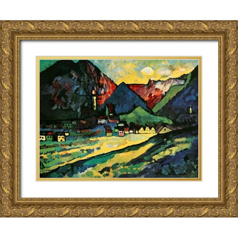 Murnau Landscape 1909 Gold Ornate Wood Framed Art Print with Double Matting by Kandinsky, Wassily