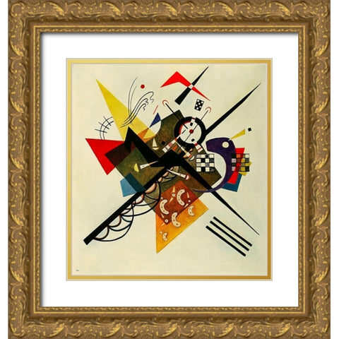On White-no.253 1923 Gold Ornate Wood Framed Art Print with Double Matting by Kandinsky, Wassily