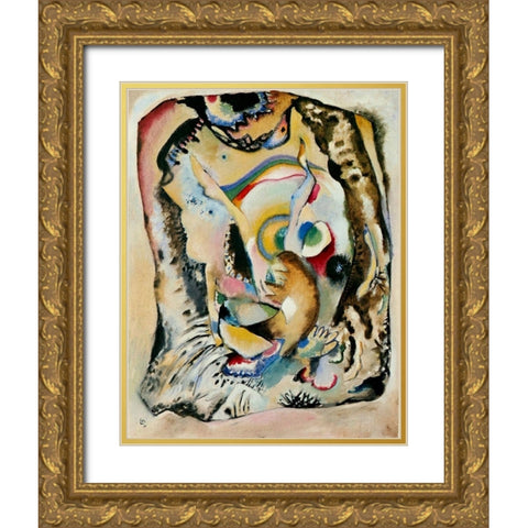 Painting on light ground 1916 Gold Ornate Wood Framed Art Print with Double Matting by Kandinsky, Wassily