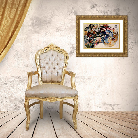 Painting with White Border 1913 Gold Ornate Wood Framed Art Print with Double Matting by Kandinsky, Wassily