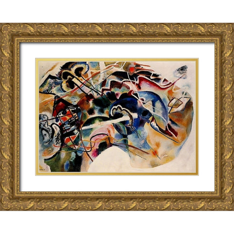 Painting with White Border 1913 Gold Ornate Wood Framed Art Print with Double Matting by Kandinsky, Wassily