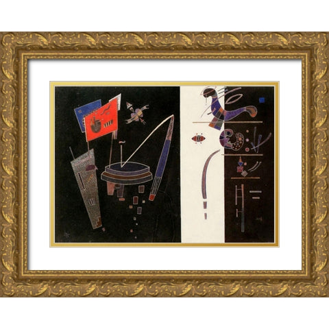 Red Accent 1943 Gold Ornate Wood Framed Art Print with Double Matting by Kandinsky, Wassily