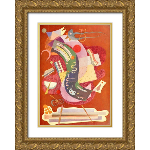 Rigid and Bent Gold Ornate Wood Framed Art Print with Double Matting by Kandinsky, Wassily