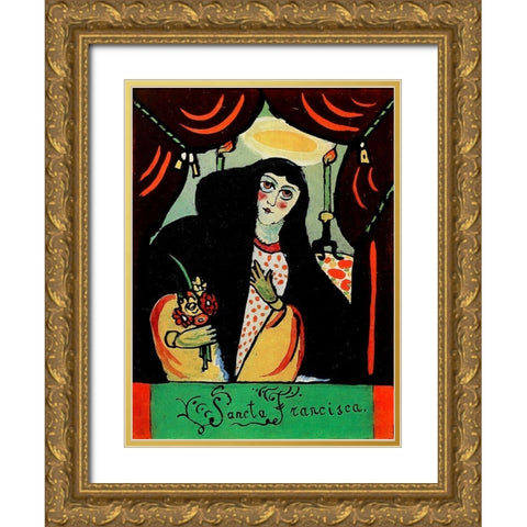 Sancta Francisca 1911 Gold Ornate Wood Framed Art Print with Double Matting by Kandinsky, Wassily