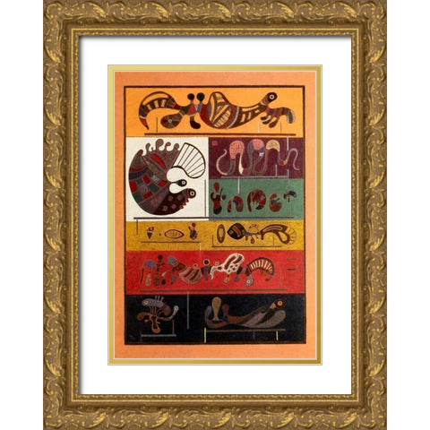 Seven 1943 Gold Ornate Wood Framed Art Print with Double Matting by Kandinsky, Wassily