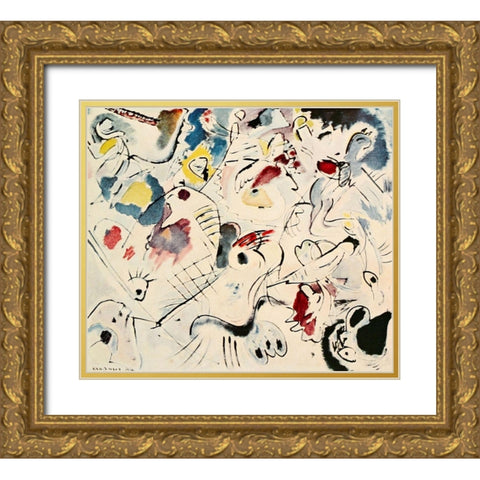 Sketch 160a 1912 Gold Ornate Wood Framed Art Print with Double Matting by Kandinsky, Wassily
