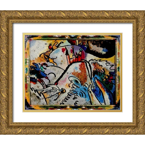 Small Pleasures 1911 Gold Ornate Wood Framed Art Print with Double Matting by Kandinsky, Wassily